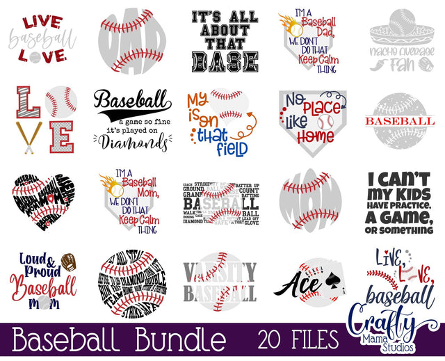 Baseball Bundle Svg SVG Crafty Mama Studios 