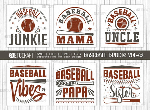 Baseball Bundle Vol-02 SVG Cut File | Baseball Junkie Svg | Baseball Mama Svg | Baseball Uncle Svg | Baseball Vibes Svg | Baseball Papa Svg | Baseball Sister Svg | Baseball Quote Design SVG ETC Craft 