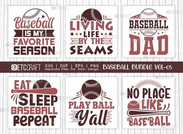 Baseball Bundle Vol-05 SVG Cut File | Baseball Is My Favorite Season Svg | Living Life By The Seams Svg | Baseball Dad Svg | Eat Sleep Baseball Repeat Svg | Play Ball Y'all Svg | No Place Like Baseball Svg | Baseball Quote Design SVG ETC Craft 