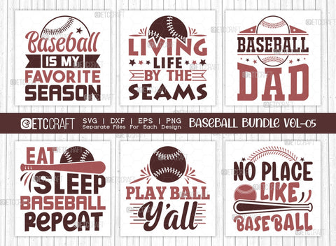 Baseball Bundle Vol-05 SVG Cut File | Baseball Is My Favorite Season Svg | Living Life By The Seams Svg | Baseball Dad Svg | Eat Sleep Baseball Repeat Svg | Play Ball Y'all Svg | No Place Like Baseball Svg | Baseball Quote Design SVG ETC Craft 