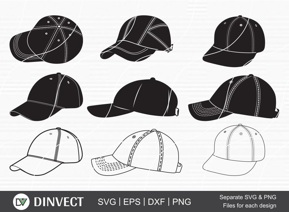 Baseball Cap SVG Bundle, Baseball Cap Silhouette, Cap Clipart, Cut ...