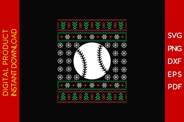 Baseball Christmas Ugly Sweater Design SVG PNG EPS Cut File SVG Creativedesigntee 