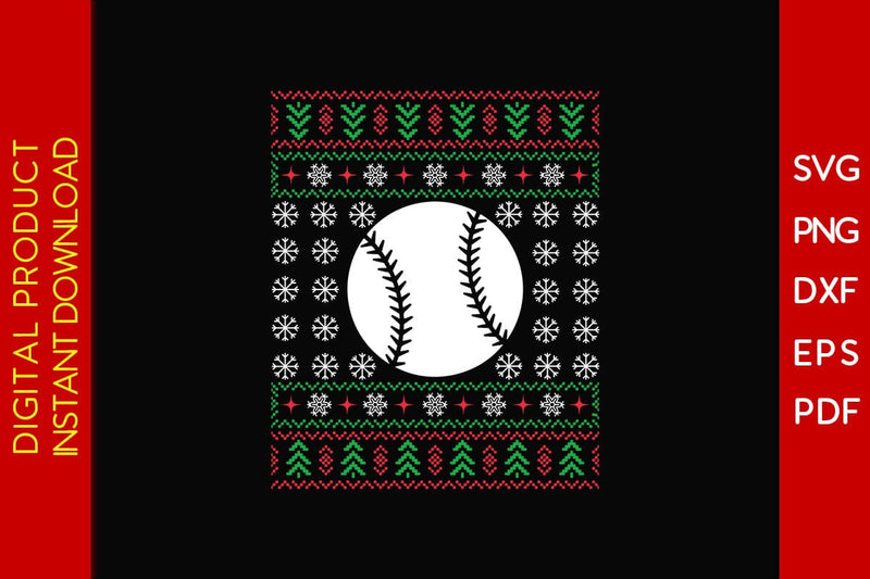 Baseball Christmas Ugly Sweater Design SVG PNG EPS Cut File SVG Creativedesigntee 