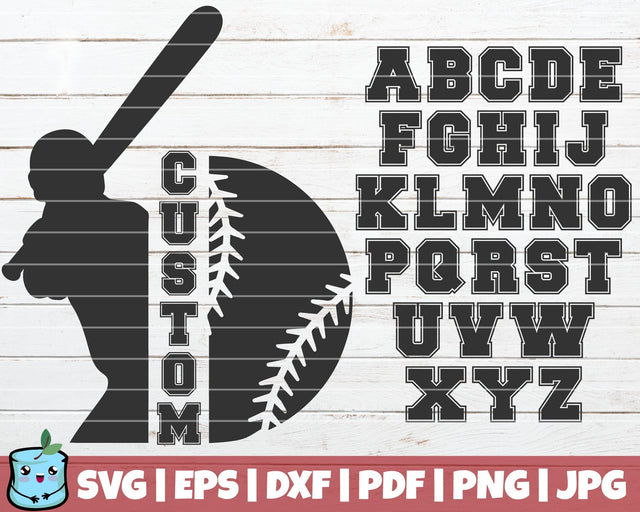 Baseball Custom Frame - Alphabet Included SVG MintyMarshmallows 