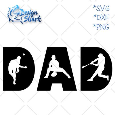 Baseball Dad Silhouette SVG Design Shark 