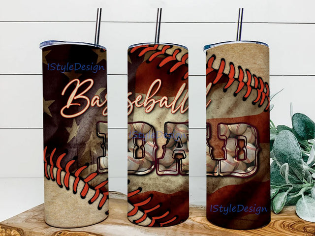 Baseball Dad Tumbler Wrap, Fathers Day 20oz Skinny Tumbler Sublimation Designs for Straight Tapered Tumbler Design - PNG Digital Download Sublimation iStyleDesign 