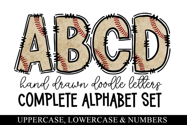 Baseball Doodle Letters, Baseball Sports Alphabet Letters Sublimation BijouBay 