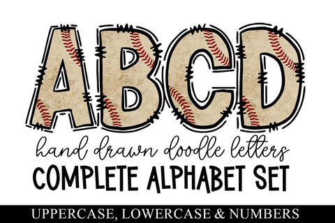 Baseball Doodle Letters, Baseball Sports Alphabet Letters Sublimation BijouBay 