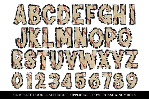 Baseball Doodle Letters, Baseball Sports Alphabet Letters Sublimation BijouBay 