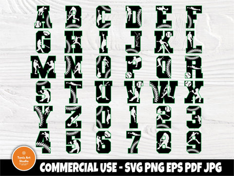 Baseball font SVG | Baseball letter svg | Baseball numbers svg | Baseball alphabet | Baseball cut files for cricut and silhouette SVG TonisArtStudio 
