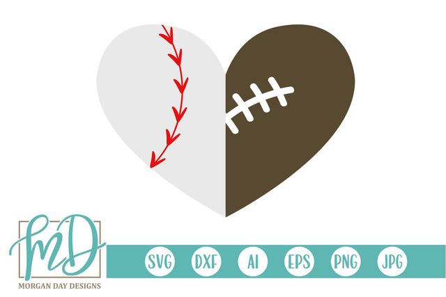 Baseball Football Heart SVG Morgan Day Designs 