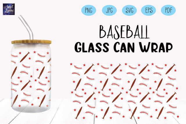 Baseball Glass Wrap | Baseball Libbey Glass Wrap SVG Angel Lynne Designs 
