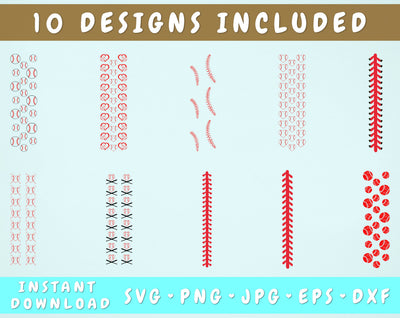 Baseball Glitter Pen Wraps - 10 Designs SVG HappyDesignStudio 