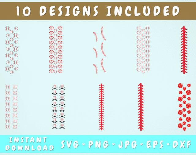 Baseball Glitter Pen Wraps - 10 Designs SVG HappyDesignStudio 