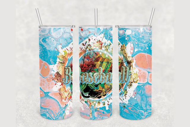 Baseball Glove Glitter Tumbler sublimation design 20 oz skinny tumbler wrap Sublimation BambinaCreations 