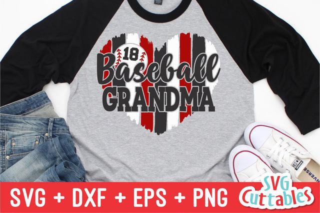 Baseball Grandma svg - Baseball Cut File - svg - dxf - eps - png - Baseball Heart Brush Strokes - Silhouette - Cricut - Digital File SVG Svg Cuttables 