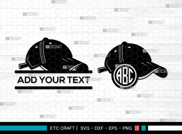 Baseball Hat Monogram SVG, Split Monogram SVG, Baseball Cap Svg, Baseball Cap Icon Svg, Softball Hat Svg, Cap Svg, Baseball Hat SVG ETC Craft 