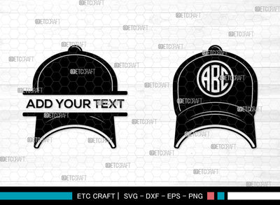 Baseball Hat Monogram SVG, Split Monogram SVG, Baseball Cap Svg, Baseball Cap Icon Svg, Softball Hat Svg, Cap Svg, Baseball Hat SVG ETC Craft 