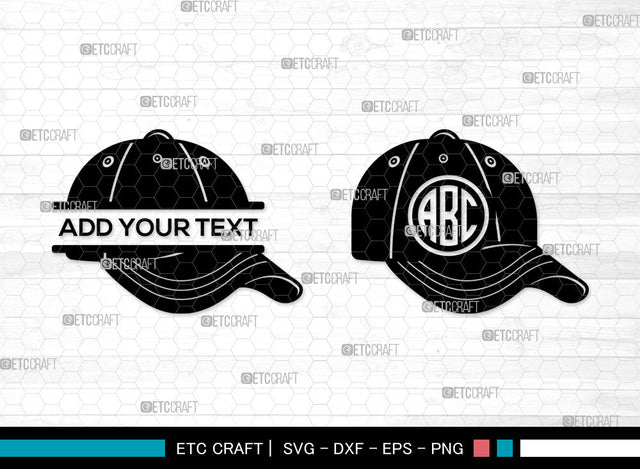 Baseball Hat Monogram SVG, Split Monogram SVG, Baseball Cap Svg, Baseball Cap Icon Svg, Softball Hat Svg, Cap Svg, Baseball Hat SVG ETC Craft 