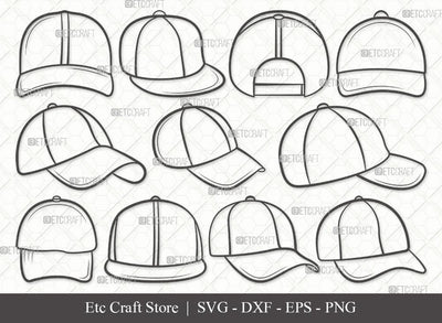 Baseball Hat Outline SVG Cut File | Baseball Cap Svg | Cap Svg | Softball Cap Svg | Baseball Hat Svg Bundle SVG ETC Craft 