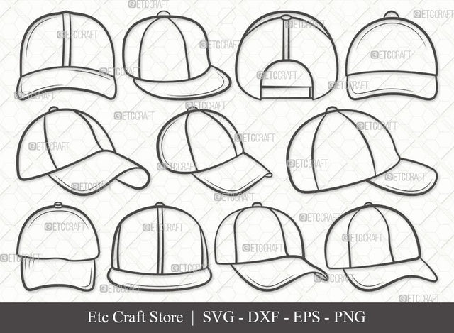 Baseball Hat Outline SVG Cut File | Baseball Cap Svg | Cap Svg | Softball Cap Svg | Baseball Hat Svg Bundle SVG ETC Craft 
