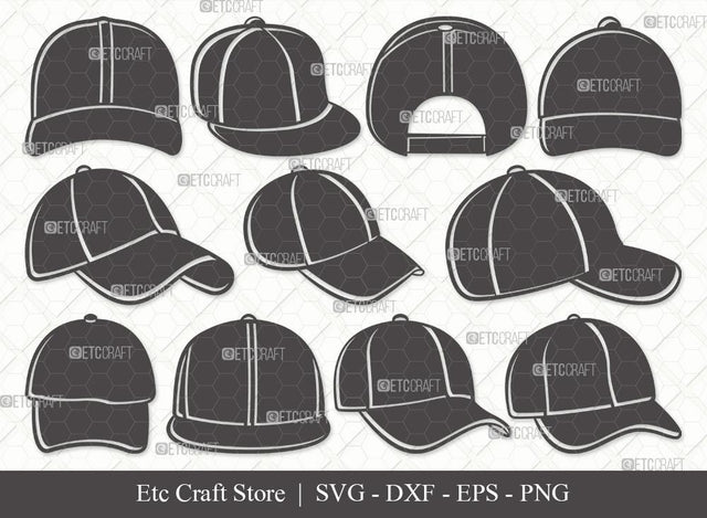 Baseball Hat Silhouette SVG Cut File | Baseball Cap Svg | Cap Svg | Softball Cap Svg | Baseball Hat Svg Bundle SVG ETC Craft 