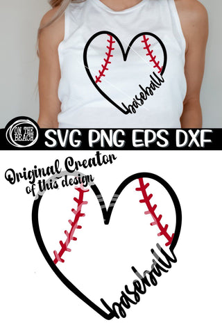 Baseball - Heart - Baseball Threads - SVG PNG DXF EPS SVG On the Beach Boutique 