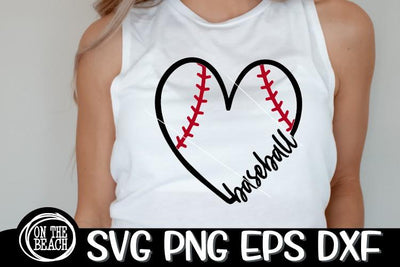 Baseball - Heart - Baseball Threads - SVG PNG DXF EPS SVG On the Beach Boutique 