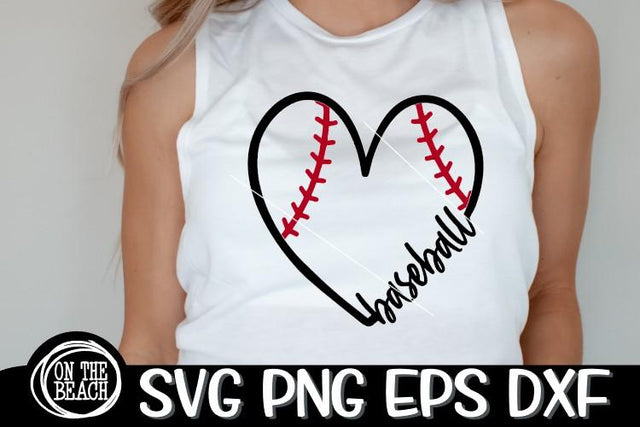 Baseball - Heart - Baseball Threads - SVG PNG DXF EPS SVG On the Beach Boutique 
