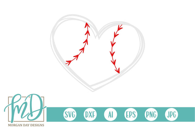 Baseball Heart Outline SVG Morgan Day Designs 