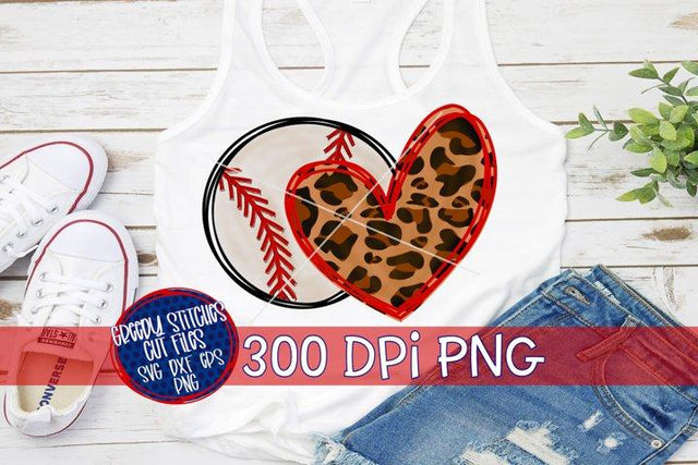 Baseball Heart PNG for Sublimation Sublimation Greedy Stitches 