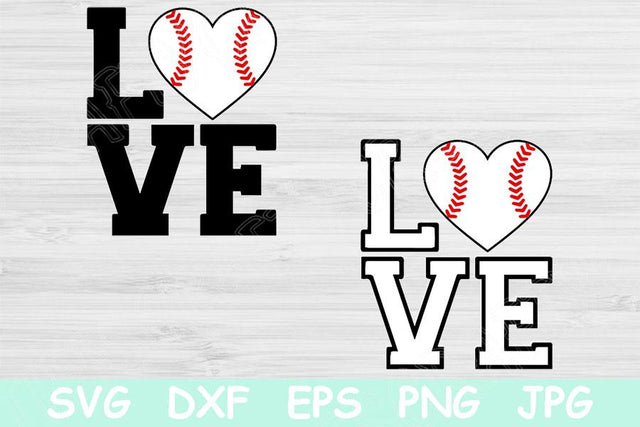 Baseball Heart Svg Cut Files, Baseball Love Svg Files for Cricut, Love Baseball Svg Designs, Heart Baseball Svg Dxf Instant Digital Download SVG TiffsCraftyCreations 