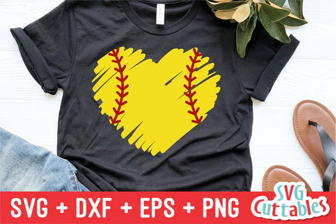 Baseball Heart svg - Softball Heart svg - Distressed - Grunge - Cut File - svg - dxf - eps - png - Silhouette - Cricut - Digital download SVG Svg Cuttables 