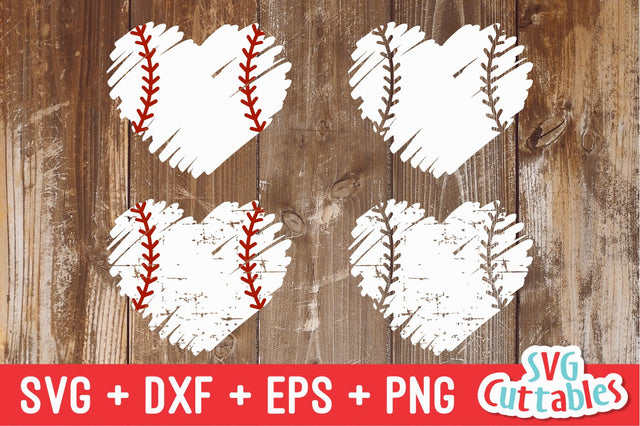 Baseball Heart svg - Softball Heart svg - Distressed - Grunge - Cut File - svg - dxf - eps - png - Silhouette - Cricut - Digital download SVG Svg Cuttables 
