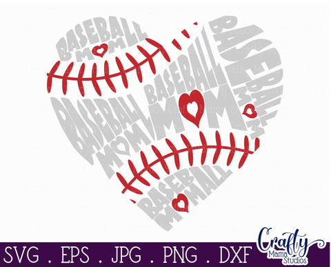 Baseball Heart - Word Art Svg SVG Crafty Mama Studios 