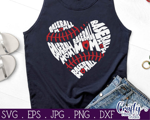 Baseball Heart - Word Art Svg SVG Crafty Mama Studios 