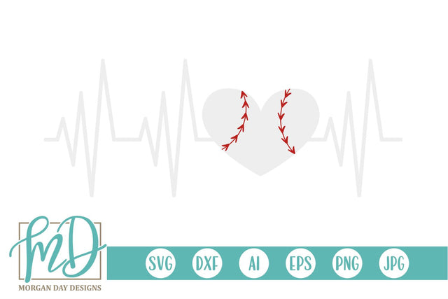 Baseball Heartbeat SVG Morgan Day Designs 