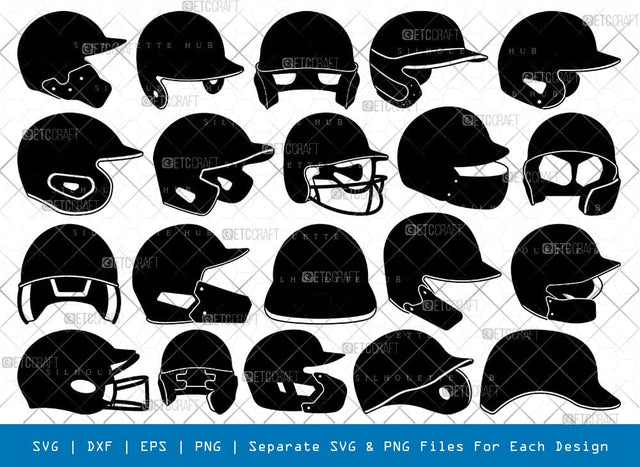 Baseball Helmet Silhouette, Helmet SVG, Softball Helmet Svg, Sports Helmet Svg, Baseball Helmet Bundle, SB00899 SVG ETC Craft 