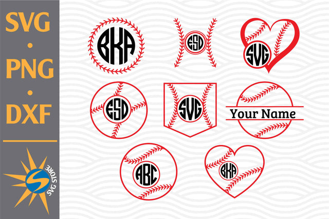 Baseball Lace Monogram SVG, PNG, DXF Digital Files Include SVG SVGStoreShop 
