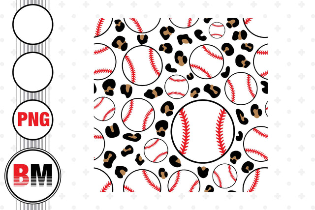 Baseball Leopard Seamless Pattern PNG Files Sublimation BMDesign 