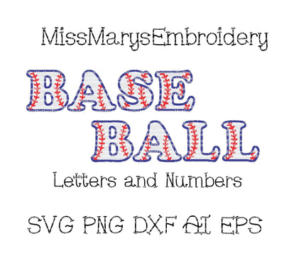 Baseball Letters & Numbers SVG MissMarysEmbroidery