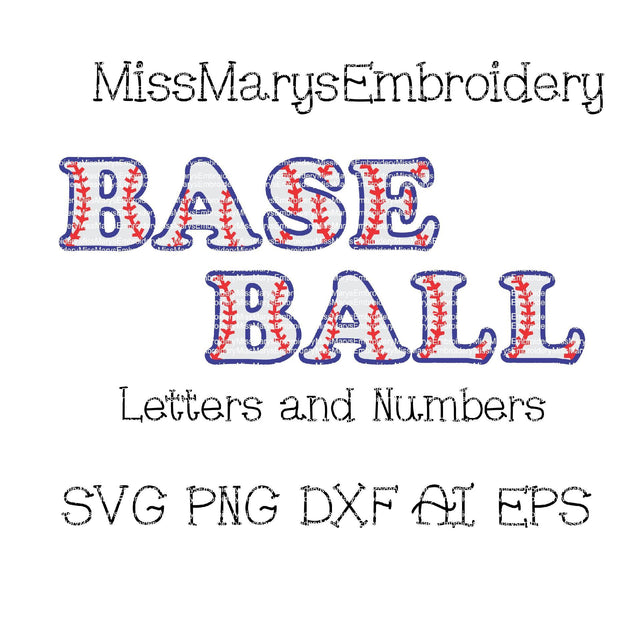Baseball Letters & Numbers SVG MissMarysEmbroidery