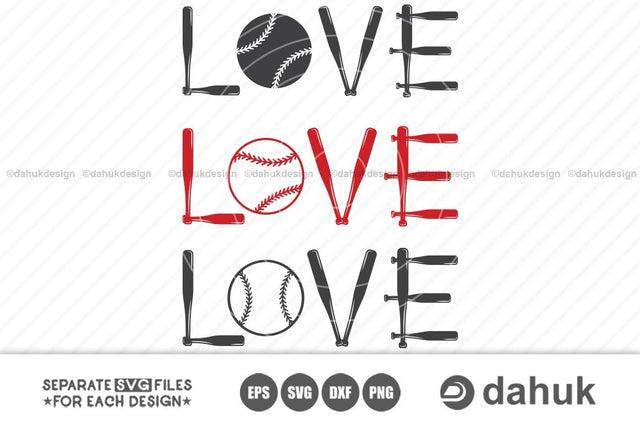 Baseball Love, Love Baseball, Cut file, for silhouette, svg, eps, dxf, png, clipart cricut design space, vinyl cut files SVG dahukdesign 