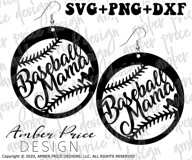 Baseball Mama earrings SVG DXF | Baseball Crafts | Baseball Mom SVG PNG DXF SVG Amber Price Design 