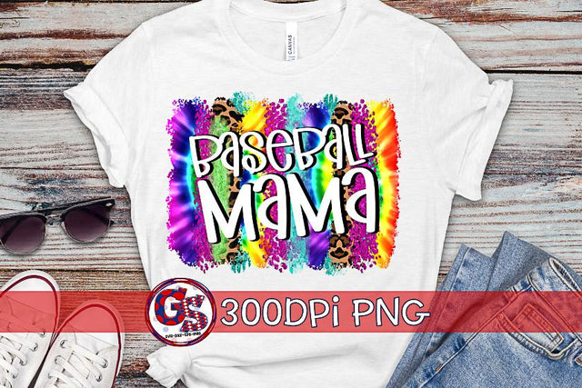 Baseball Mama Tie Dye Brush Strokes PNG for Sublimation Sublimation Greedy Stitches 