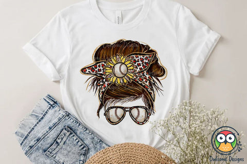 Baseball Messy Bun PNG Sublimation Sublimation Owlsome.Designs 