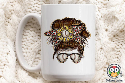 Baseball Messy Bun PNG Sublimation Sublimation Owlsome.Designs 