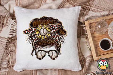 Baseball Messy Bun PNG Sublimation Sublimation Owlsome.Designs 