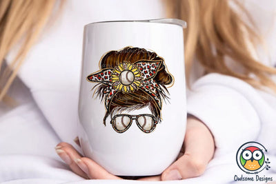 Baseball Messy Bun PNG Sublimation Sublimation Owlsome.Designs 