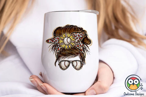 Baseball Messy Bun PNG Sublimation Sublimation Owlsome.Designs 